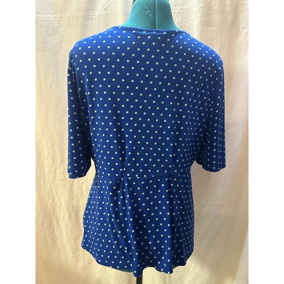 Liz Claiborne Blue Geometric Print Wrap Top | Size M - Picture 2 of 13
